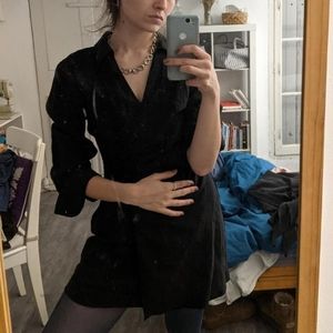 Black Wrap Style Dress with Collar, Jacquemus Inspired